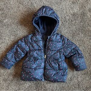 Wonder Nation navy heart print puffer coat